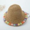 Flower Hollow Woven Straw Hat for Women In Summer Large Brim for Fishermen, Beach Vacation Sun Shading and Sun Protection Hat