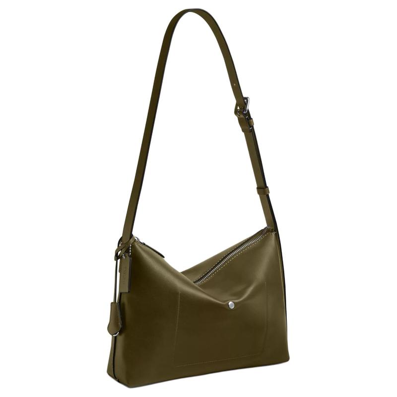 Coach MOTT 33 Сумка-мессенджер на плечо с логотипом-буквой Коровья кожа Crossbody Плечевая сумка Большая Унисекс Стиль для пары Оливково-зеленый