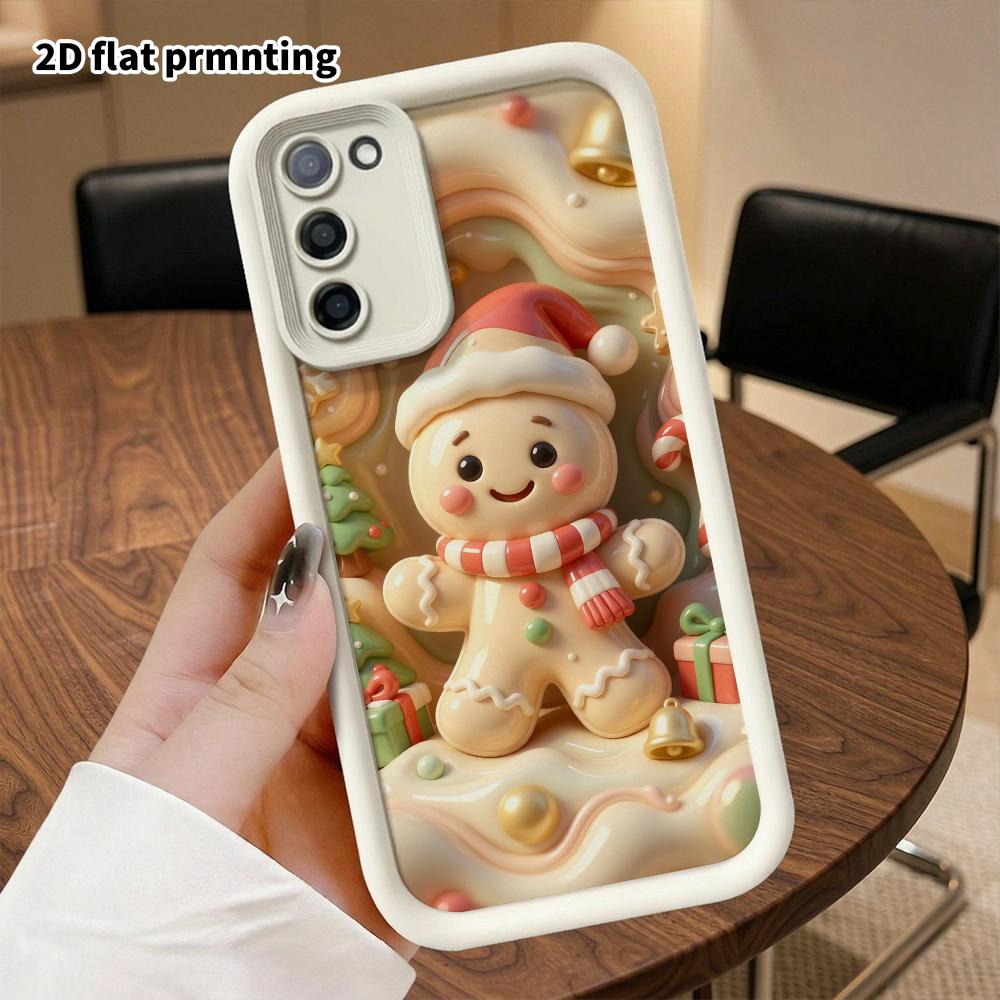 Phone Case: 2D flat design suitable for Samsung Galaxy A34 A35 M05 M06 S20 S22 S21 FE Plus 5G protective case, Christmas gingerbread man, perfect holi
