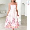 Summer Fashion Printed Wavy Skirt Sleeveless Backless Strappy Suspender Dress for Women