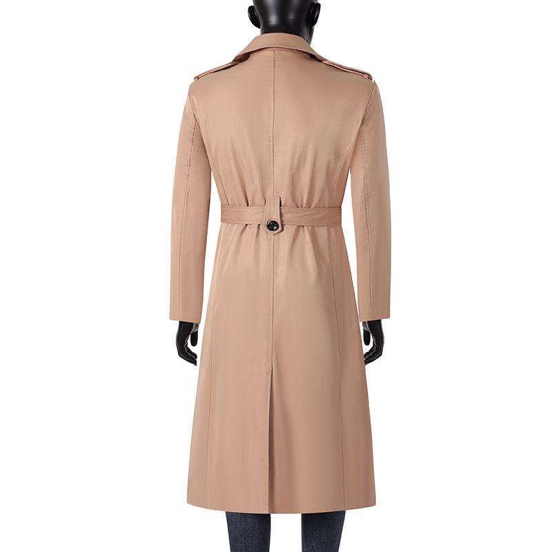 Мужской деловой длинный плащ, весна-осень-зима, однобортная британская ветровка, пальто для молодых мужчин