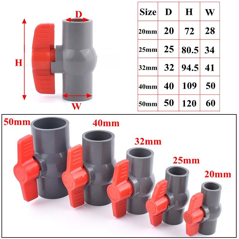 2Pcs 20~50mm PVC Pipe Connector Garden Irrigation Grey Ball Valve Aquarium Direct Tee Elbow Union Joint Pipe Clamp Cross Joint