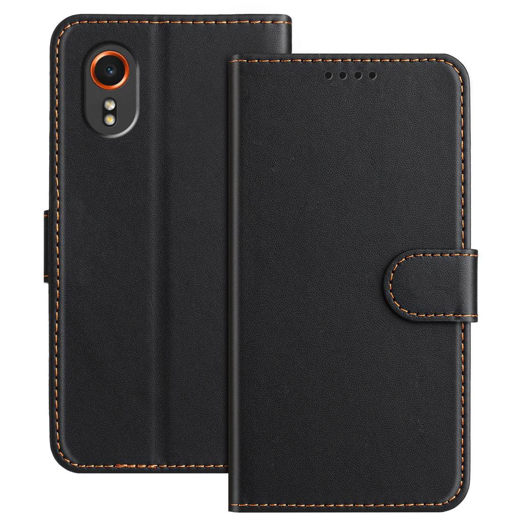 For Samsung Galaxy Xcover7 Leather Case Wallet Stand Solid Color Anti Drop Phone Cover