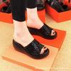 Women Chunky Platform Slippers Summer Thick Bottom Diamond Wedge Heels Sandals Woman Non Slip Outdoor Flip Flops Plus Size 43