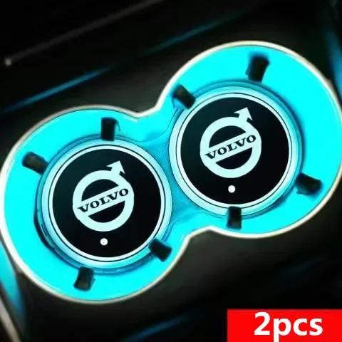 2pcs automotive LED water coaster multi-color switching is suitable for Volvo v40 v60 s60 s90 xc60 xc90 xc40 s40 v30 xc70 v70 t5