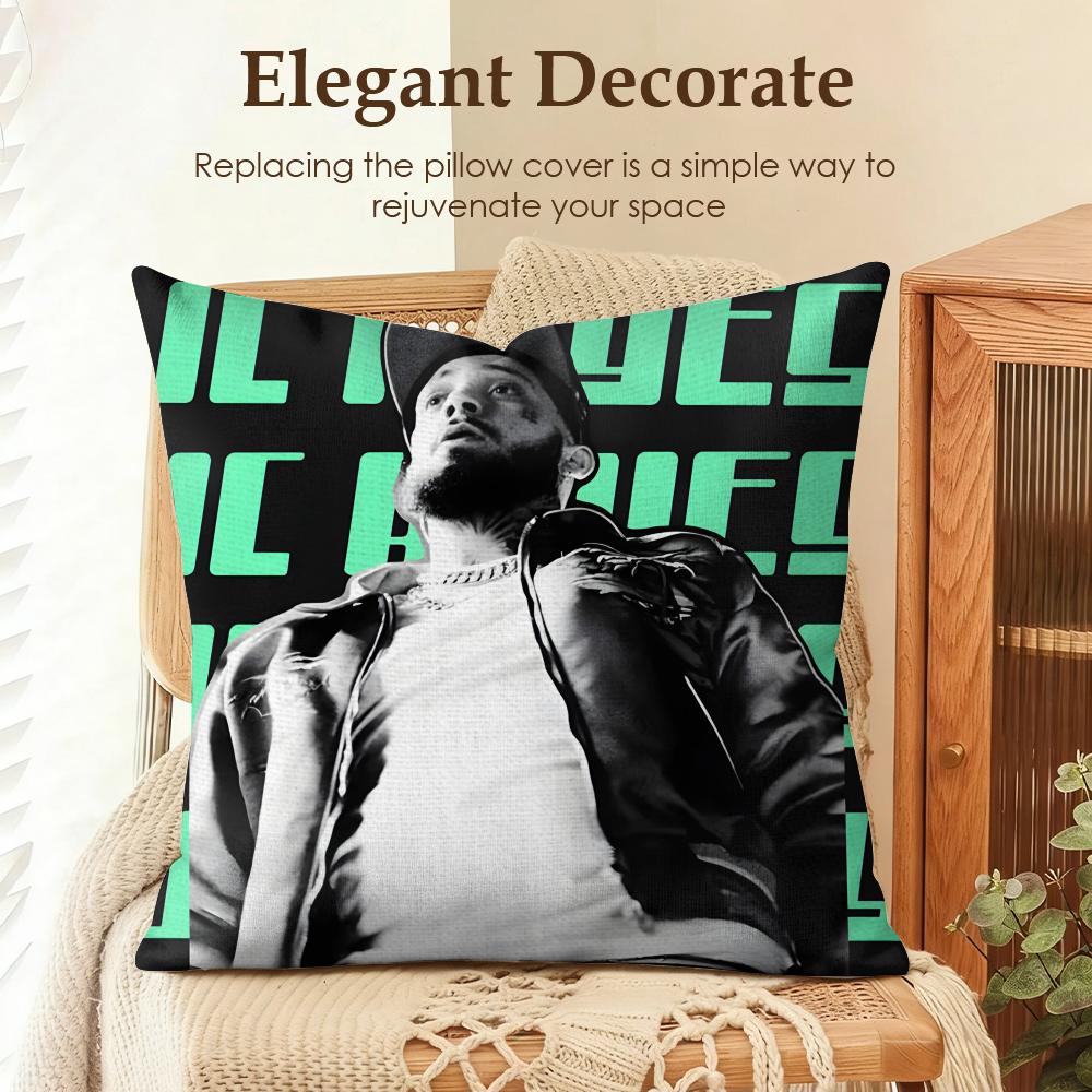 Rapper JJc Reyes Cushion Cover Natural Linen Organic Fabric DoubleSided Printing Sofa Home Decor Gift Pillow Case