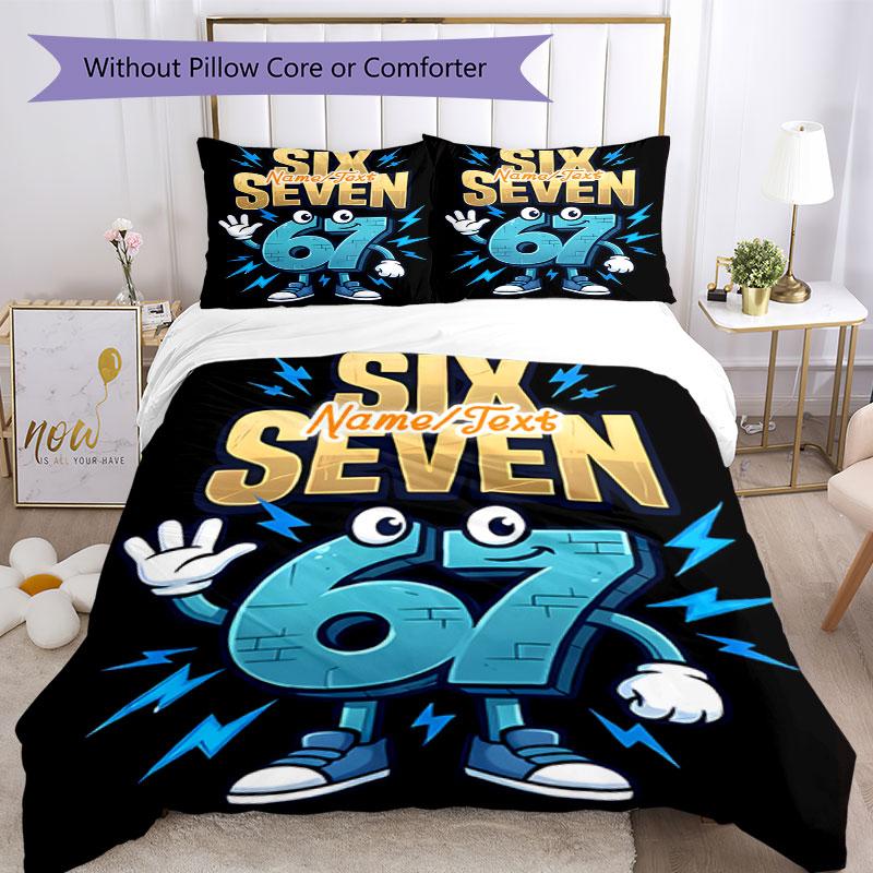 3PC Custom Name "Six Seven Adventure" Bedding Set Printed Bedding Set Duvet Cover Closure Includes 1 Duvet Cover & 162 Pillowcases for Bedroom