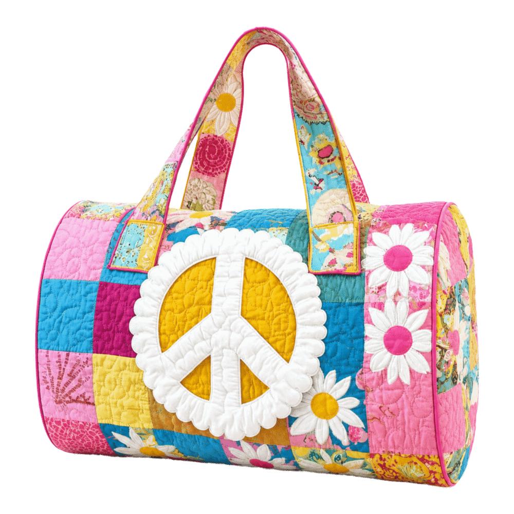 Large Capacity Travel Duffel Bag Printed Carrying Handbag Retro Quilted Duffle Bag Camping