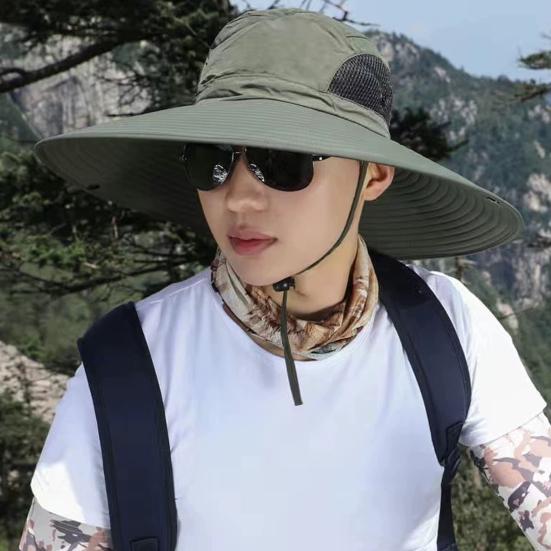 Мужская шляпа рыбака с большой полостью, защитой от ультрафиолета и солнечных лучей, с сеткой, ветрозащитным ремешком, защитой полей, быстросохнущая