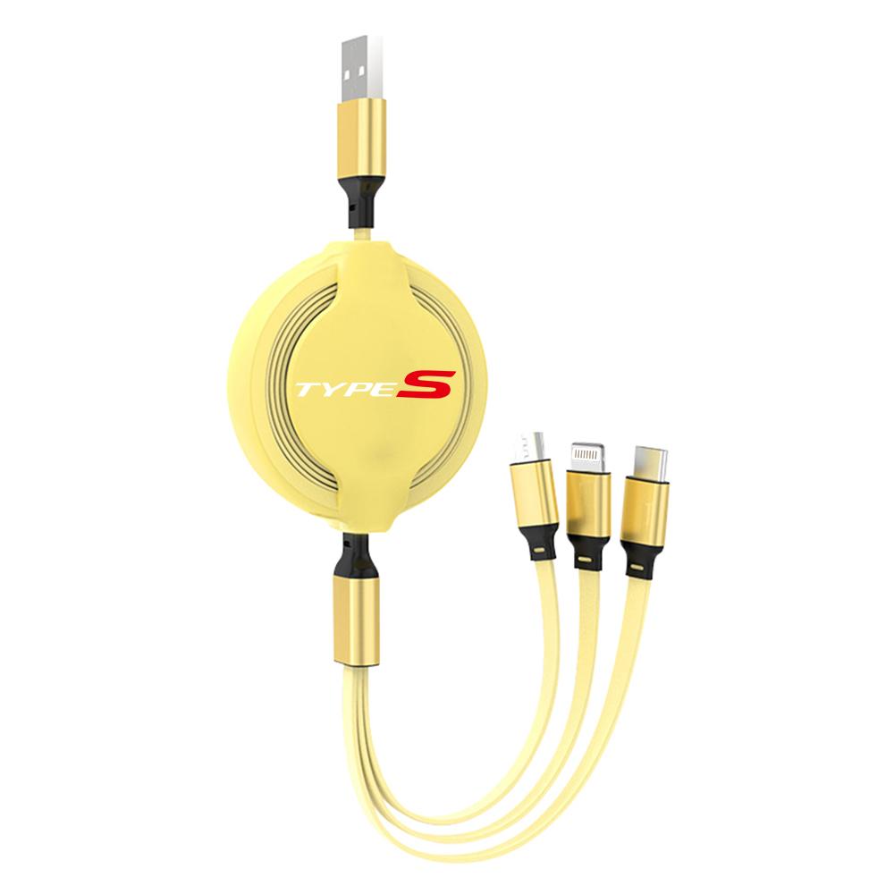 Car Phone Charger Fast Wire Charging Cable Three-head Data Cable For Honda Civic Accord Crv Hrv City Jazz CR-Z Element Insight RF6