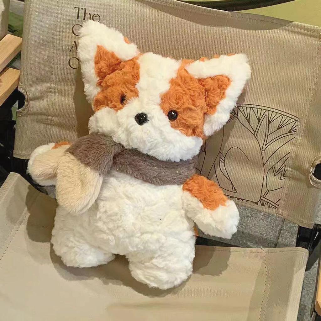 Cute Scarf Pet Corgi Plush Doll Animal Husky Black Dalmatian Doll Cloth Sleeping Super Cute Dog Pillow Girl Sleeping Companion