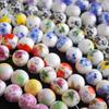20pcs Flower Patterns Round Shape 10mm 12mm Ceramic Porcelain Loose Spacer Beads Lot for DIY Crafts Bracelet Jewelry Making Accessories
