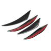 4PCS Car Front Bumper Spoiler Universal Glossy Black Rubber Air Knife for Modification
