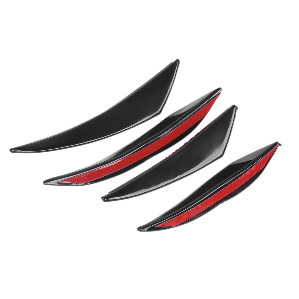 4PCS Car Front Bumper Spoiler Universal Glossy Black Rubber Air Knife for Modification