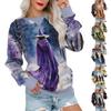 Women's Casual Printing Pullover Long Sleeve Shirt Oversized Sweatshirt