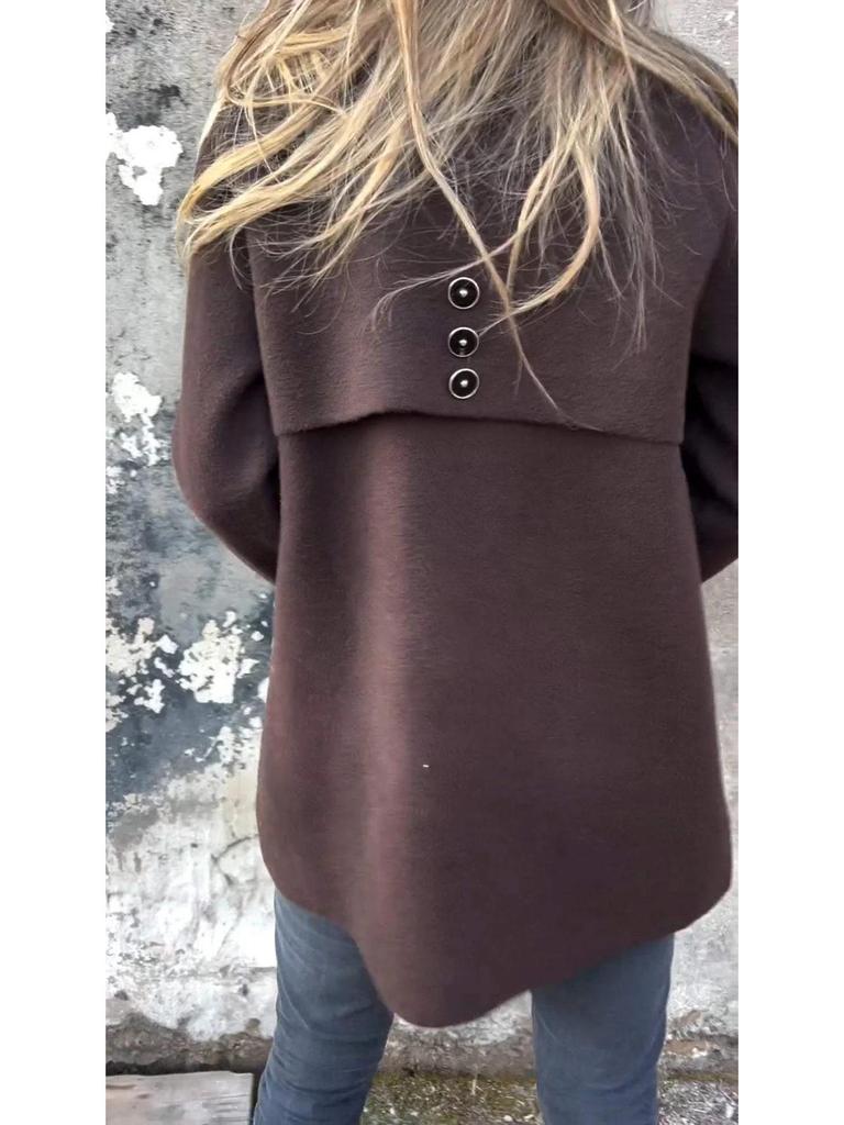 Женское осенне-зимнее повседневное однобортное шерстяное пальто с отложным воротником