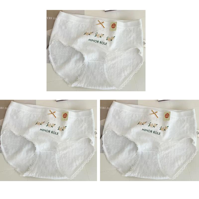 3 шт. Хлопковые женские трусики с цветочным принтом, подростковое нижнее белье средней посадки, модные трусики для девочек, дышащие трусики, студенческое мягкое нижнее белье