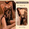 Sexy lingerie women's butterfly embroidery sexy retro cheongsam wind uniform temptation nightdress plus size perspective