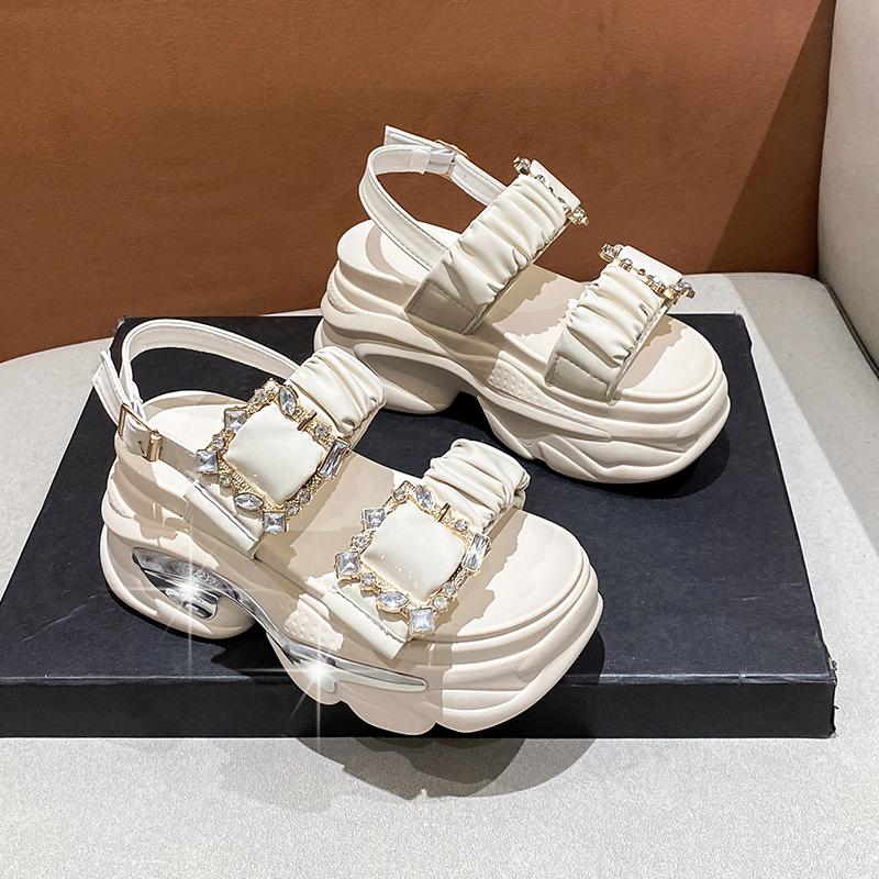 TUINANLE Летние женские сандалии на высоком каблуке, женская обувь на массивном каблуке, на платформе, на танкетке, милые сандалии, увеличивающие рост