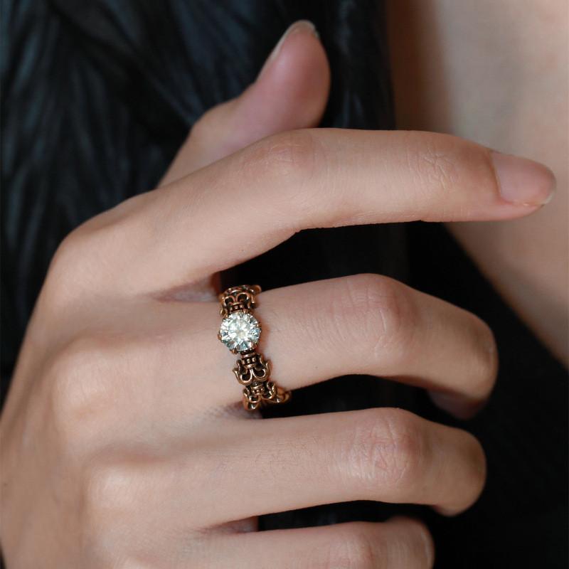 Elegant And Modern Iris Blue Moissanite Ring For Women Geometric Design Adjustable Size