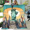 Fashion Statue of Liberty Pattern Blanket Flannel Thin Blanket Portable Home Travel Office Lunch Break Blanket Birthday Gift