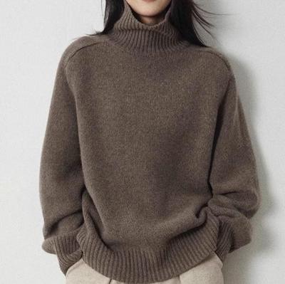 Европейский женский свитер с высоким воротником из толстой шерсти класса люкс | Свободный, уютный, вязаный в корейском стиле