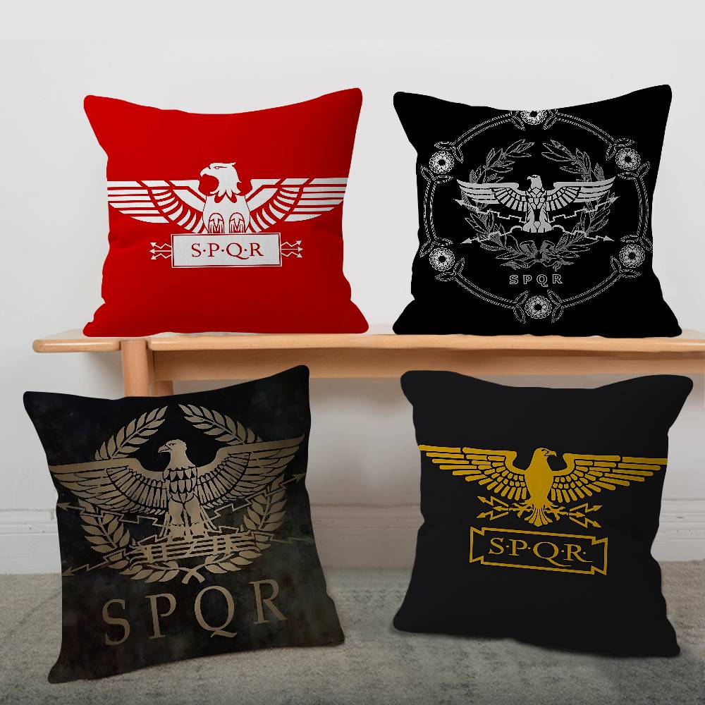 Roman SPQR Printed Pillow Covers Cartoon Sofa Decorative Home Doublesided Printing Short Plush Cute Cushion Cover