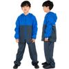 Captain K Rain Suit and Raincoat Sizes and Compact Rainwear for School Girls and Boys Size Kids' Set, 130, 140, 150, 160, Trips, (Blue/Charcoal, 130)