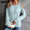 Women's Fashion Casual Summer Solid Color Print Long Sleeve O-Neck Blouses & Shirts