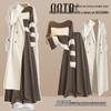 Women's Plus Size Fashion Trench Coat & Knit Sweater with Skirt and Pants Set - Autumn/Winter 2025