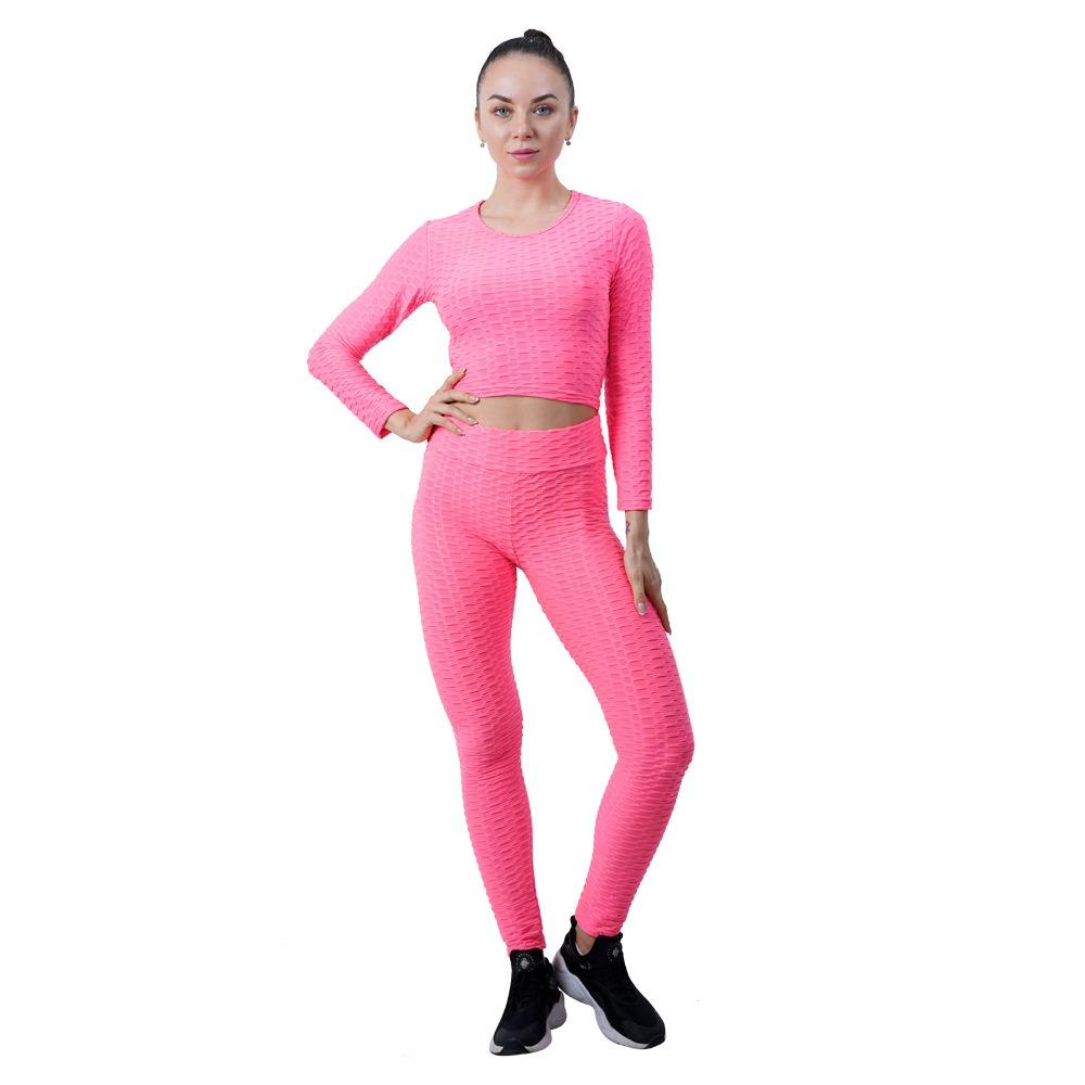 Комплект для йоги Женская одежда для йоги Bubble Yoga Бег Фитнес Одежда с высокой талией Персиковый подъем бедер Одежда для йоги