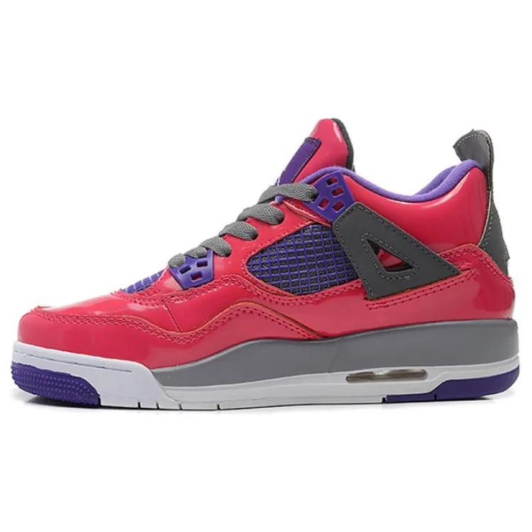 Air Jordan 4 Retro Grade School 'Pink Foil' (Unisex) Pink Foil / White / Cement Grey / Electric Purple Kids' Basketball Shoes 487724 607