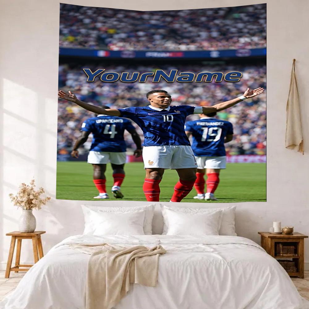 Mbappe Custom Your Name Wall Decor Tapestry Art For Pet Memorial Birthdaywedding Party Backdrop Family Gift