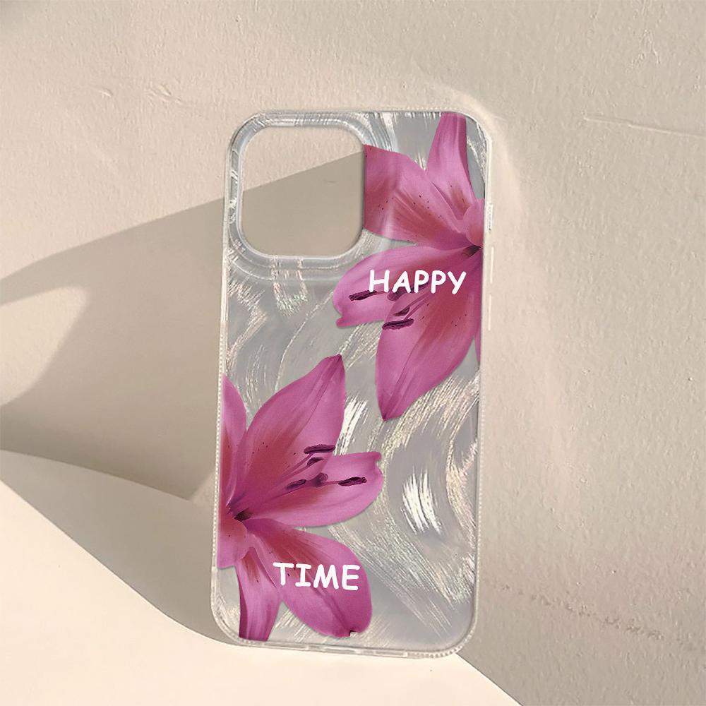 Pink Ocean Flowers Phone Case For IPhone 16 16E 15 14 13 12 11 Pro Max 7 8 Plus X XS XR Cover Case Funda Bumber 16 15 14 13 12