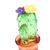 Glass Cactus Figurines Ornaments Mini Bonsai Decor Cute Miniature Desktop Craft