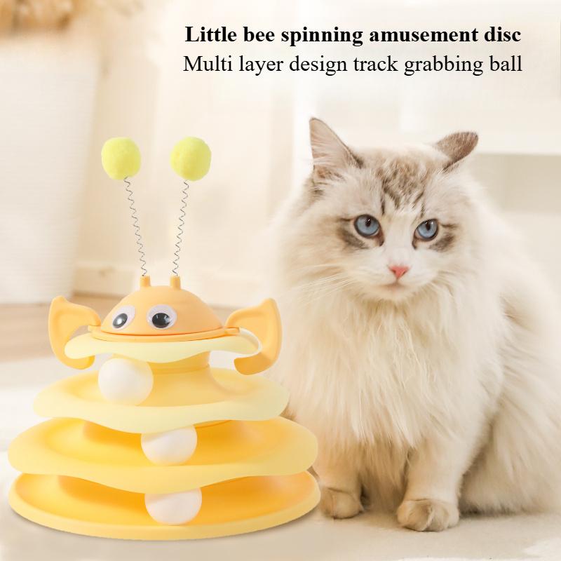 Cat Toy Bee Amusement Board Becomes a Fun Toy for Young Cats To Entertain Themselves. Cat Spinning Wheel Toy Is a Great Tool for Relieving Boredom