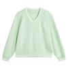 Comfortable Casual Simple V-Neck Pullover Loose Long Sleeve Sweatshirt Women Sweatshirt Ice-Green AWDV886-3