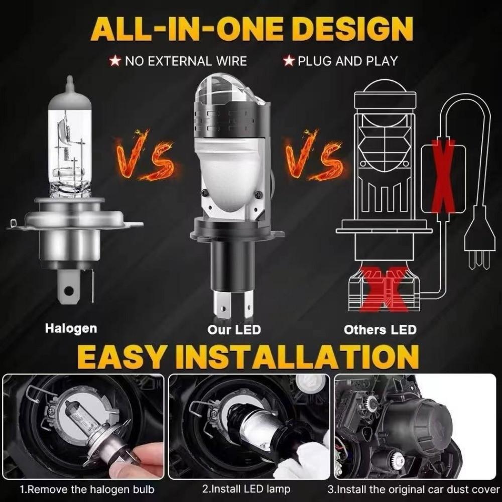 High Power H4 LED Projector Len Direct Insertion Auto LED Bulb H4 LED Headlight Bulbs  Motorbike