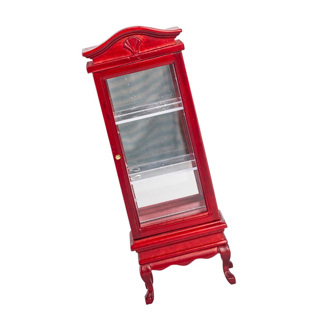 Миниатюрный деревянный шкаф-витрина масштаба 1/12 для кукольного домика, аксессуары, ручная работа, реалистичная модель винного шкафа, мебель