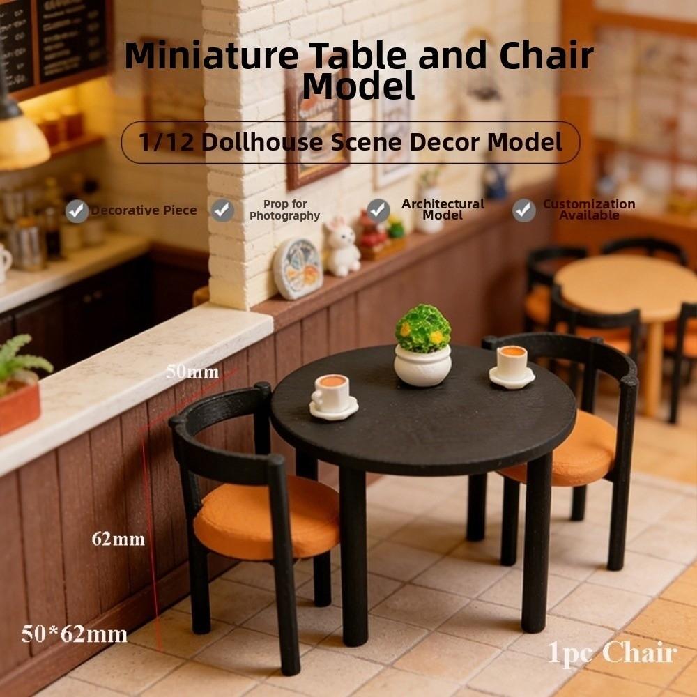 1:12 Miniature Stool Chairs Round Table Chairs Dollhouse Decoration Accessories/Pretend Play Toys