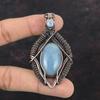 Aquamarine Pendant Copper Wire Wrapped Pendant Rainbow Moonstone Pendant Copper Jewelry Wrapped Gemstone Pendant Handmade Pendant For Gift