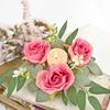 Simulation Rose Candlestick Wreath Window Tabletop Ornament Wedding Decoration Candlestick Candle Romantic Wreath