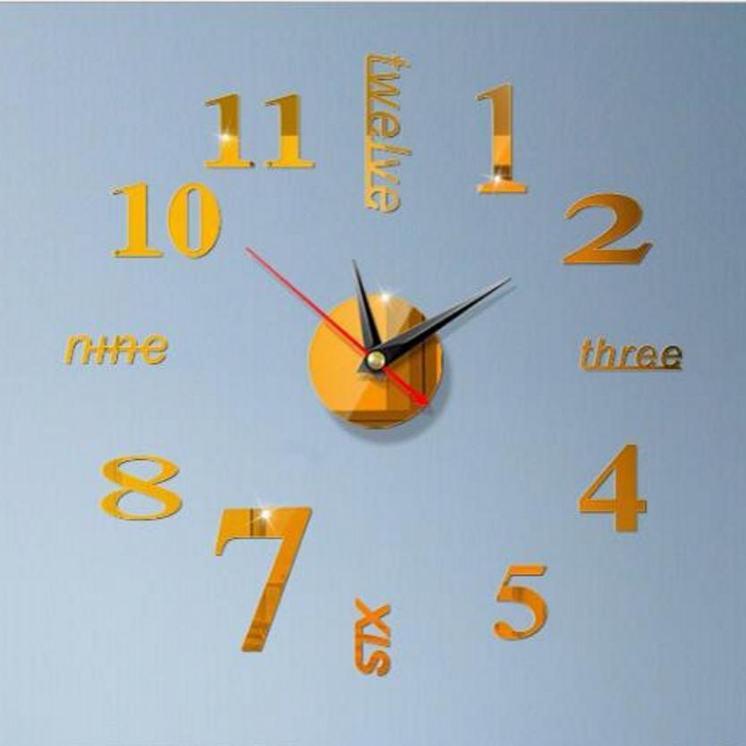 Wall Clock 3D Mirror Sticker Home Interior Design ARI