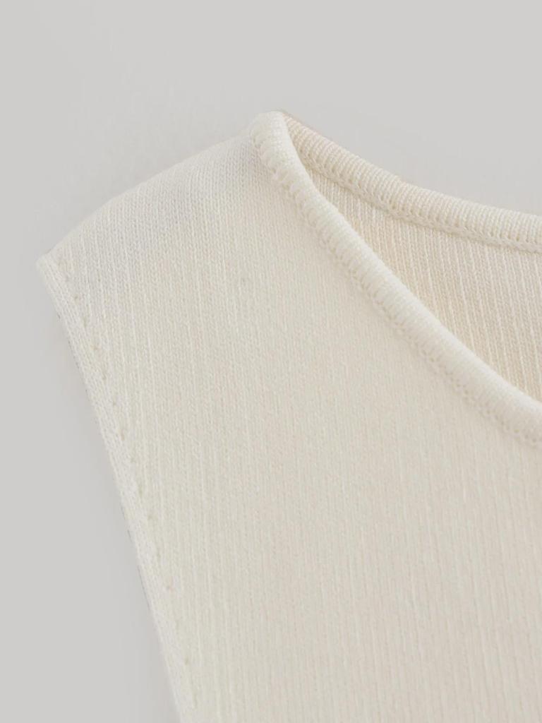 European & American Women's Fashion 2024 Gold Button Flat Stitch Vest Top