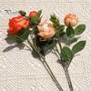 Искусственная роза со стеблем, зеленые листья, реалистичный искусственный цветок, украшение для свадебной вечеринки, домашнего офиса, стола, искусственная цветочная ветка, украшение