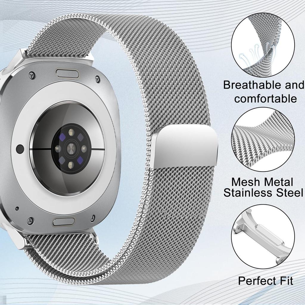 One Click Metal Band for Samsung Galaxy Watch Ultra 47mm Stainless Steel No Gaps Magnetic Bracelet Belt for Galaxy Watch 7 Ultra Replacement Strap