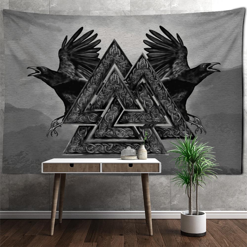FFO Шлем Викинга Череп Молот Одина Миф Рог Печатный Узор Гобелен Главная Спальня Гостиная Настенный Декор Фон Тканевый Гобелен