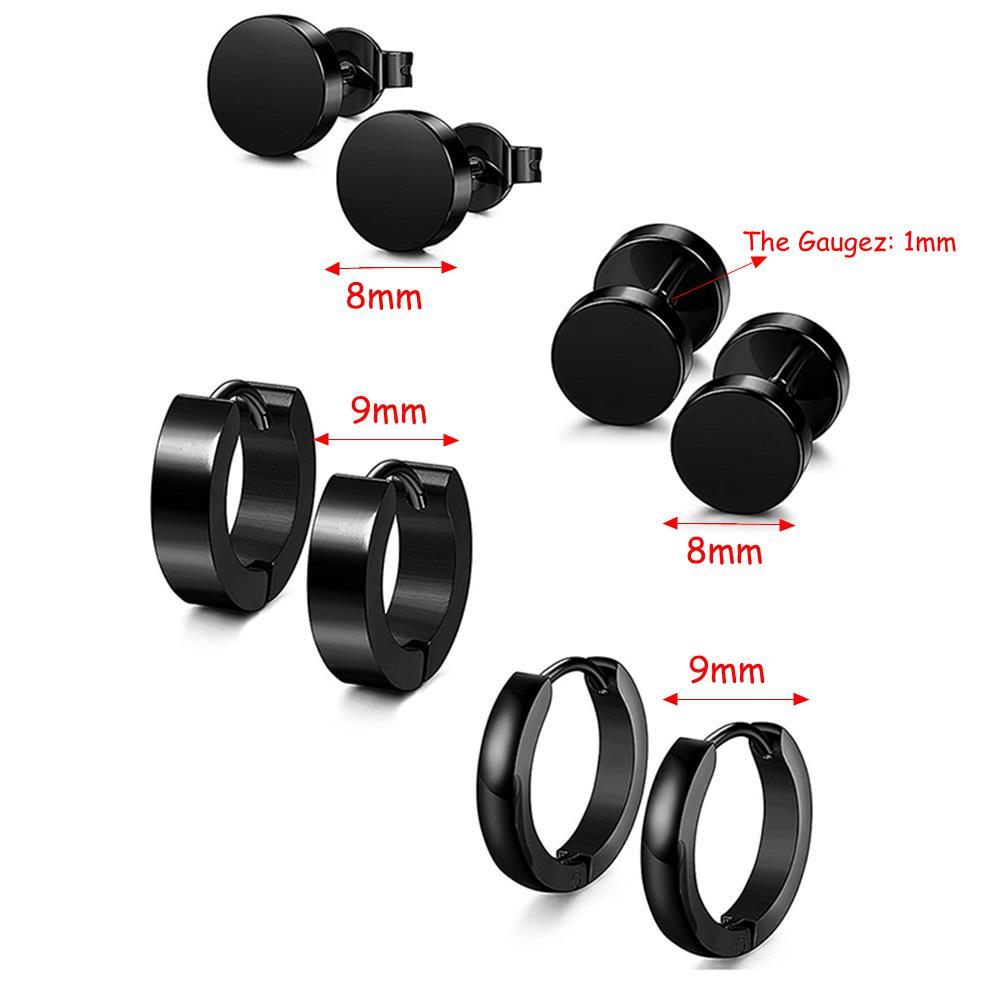 Black Color Cartilage Helix Piercing Ear Studs Tragus Earrings Dangle Drop Stud Round Hoop Earrings