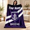 Fremantle Football Club Custom Name Fleece Blanket Personalized Soft Cozy Throw Blanket Customized Gift for Birthday Christmas