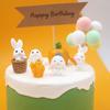 7pcs/set Easter Rabbit Ornament Miniature Figurines Carrot House Resin Landscape Craft Mini Bunny Home Office Desktop Decoration
